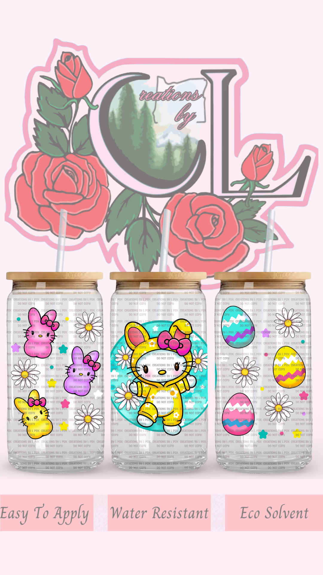 Kitty Easter Bunny Glass Wrap