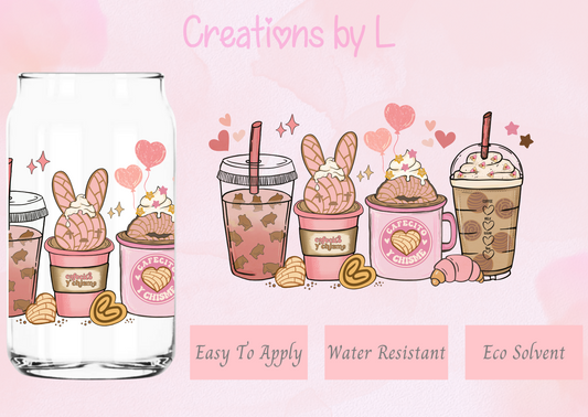 Pink Bunny Coffee Glass Wrap