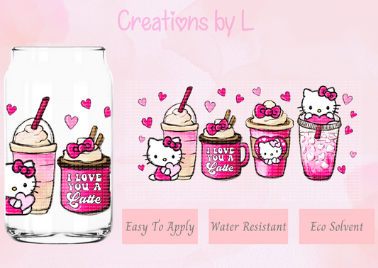 Pink Kitty Coffee Glass Wrap